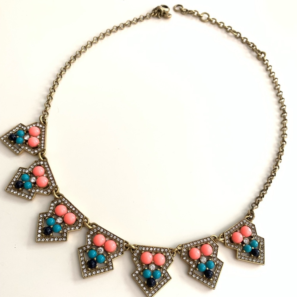 J Crew Statement necklace with neon embedded bead